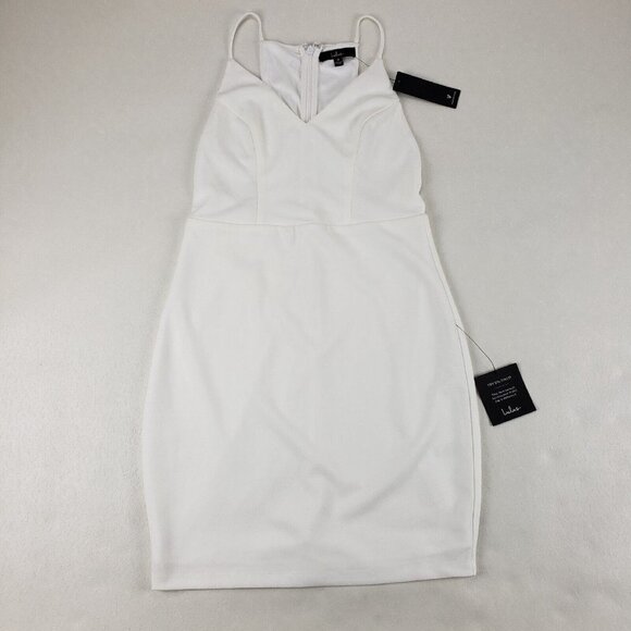 Lulus V Neck Bodycon Mini Dress White Womens Medium Came Here to Party Cocktail - Picture 4 of 16